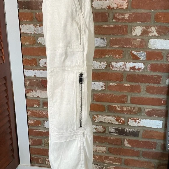 VINCE Ivory Linen Blend Cargo Jogger Trouser Pants - Picture 4 of 9